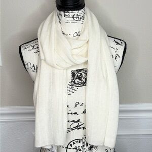 Charter Club Ivory Ribbed 100% Cashmere Scarf